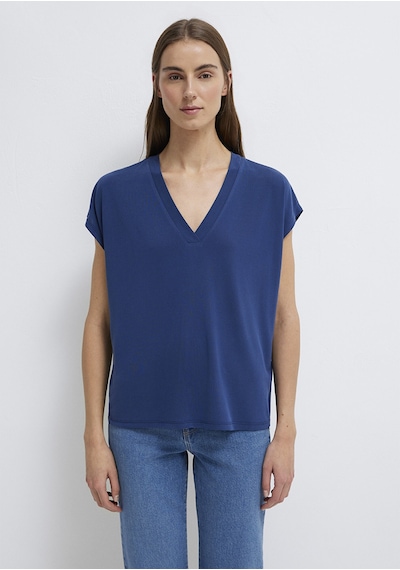 Mavi - Lux Touch Tencel V Yaka Lacivert Modal Tişört 1612250-70491 Lacivert