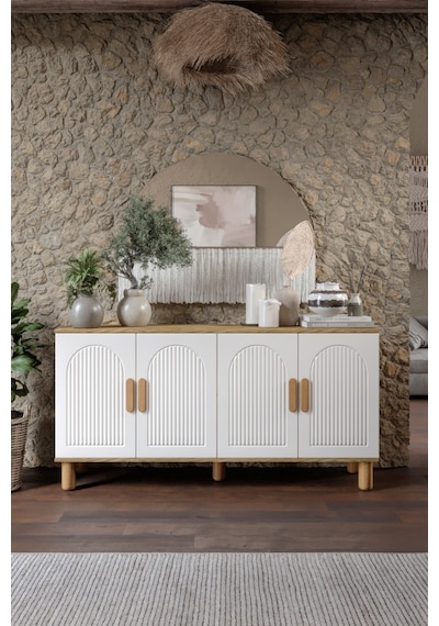 Elysia Bohem Konsol 4 Kapaklı Mdf Mebran Kapak 160 Cm Modern Salon Konsolu Aytaşı Ceviz Aytaşı - Çam Elysia Bohem Konsol 4 Kapaklı Mdf Mebran Kapak 160 Cm Modern Salon Konsolu Aytaşı Ceviz Aytaşı - Çam