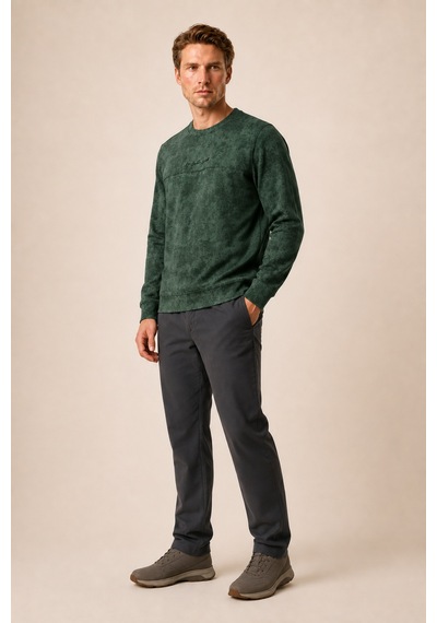 Redline Continu Erkek Kışlık Regular Fit Kışlık Bisiklet Yaka Sweatshirt Haki