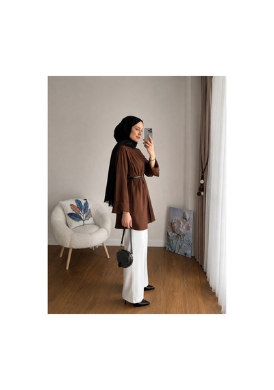 Unika Boutique Kemer Detaylı Gömlek Kahverengi