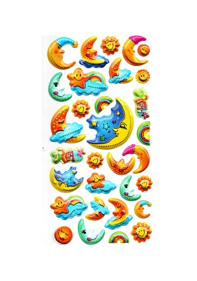 Sticker Kabartmalı Stiker Defter, Planlayıcı Etiket Limlra-001 - 17x9 Cm - Sevimli Ay