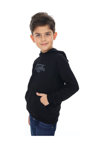 Toontoy Kids Toontoy Erkek Çocuk Relax Fit Kapüşonlu Cepli Düşük Omuz Baskılı Sweatshirt - 2 İplik Siyah Toontoy Kids Toontoy Erkek Çocuk Relax Fit Kapüşonlu Cepli Düşük Omuz Baskılı Sweatshirt - 2 İplik Siyah