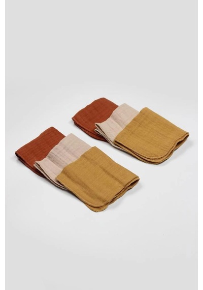 Mey İthalat 6'lı Müslin Mendil 20x20 Cm 90106 Kiremit Bej Hardal