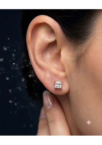 Kadın Moissanite Tek Taş Model Zarif Gümüş Küpe