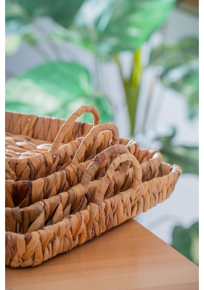 Acar Wicker 4 Parça Hasır Kare Sepet Hasır