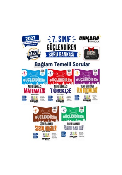 2027 7.sınıf Güçlendiren M-t-f-s-d %100 Maarif Bağlam Temelli Yeni Müfredat Soru Bankası Seti+kronometre 5 Kitap