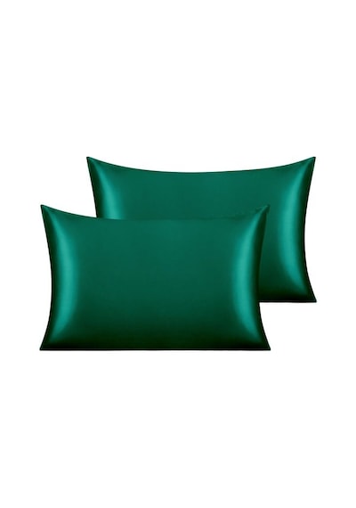 Zümrüt Yeşili Ipek Saten Yastık Kılıfı 50 X 70 2'Li Yeşil