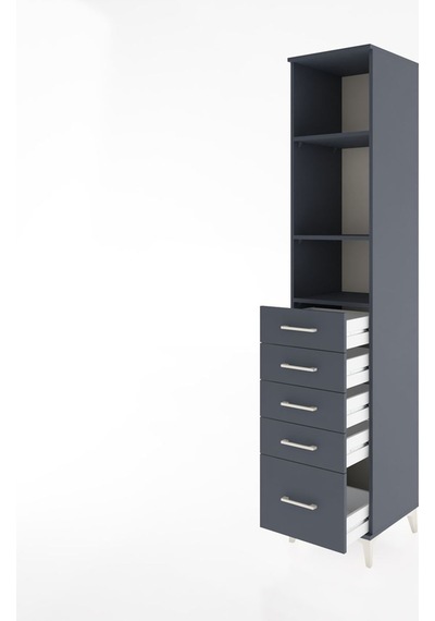 Hyperion Dolap 3 Raflı 5 Çekmeceli 44x44x221 Antrasit-antrasit Antrasit