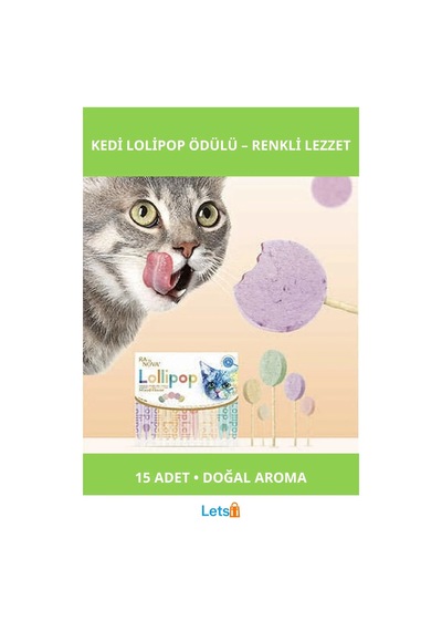 Renkli Lezzetli Kedi Lolipopu Ödül 15 Adet