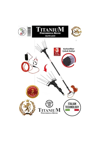 Titanium Olive Lion Plus Akülü Zeytin Hasat Makinesi Şarj Aleti Hediyeli
