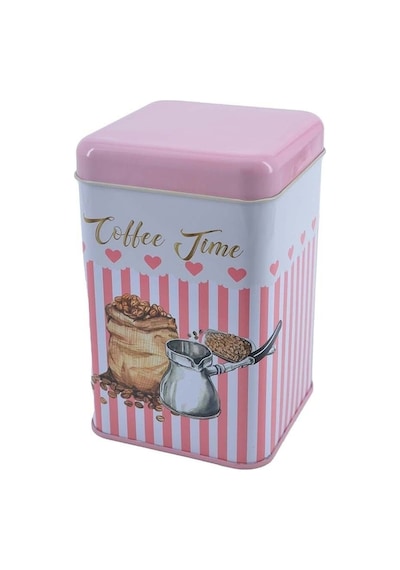 Sprinkles Coffee Time Desenli Kare Metal Saklama Kabı 10.5 x 10.5 x 16 CM 1.7 L Çok Renkli