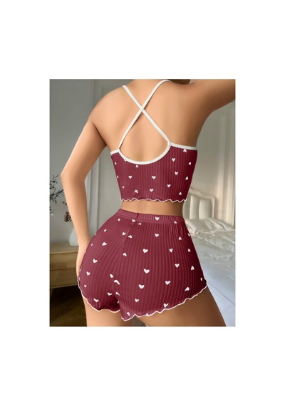 Lily Bianca Nightwear Göbek Dekolteli Şortlu Penye Gecelik Şeffaf