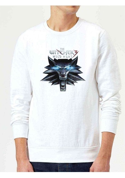 The Witcher Baskılı Beyaz Erkek Örme Sweatshirt (528409240)