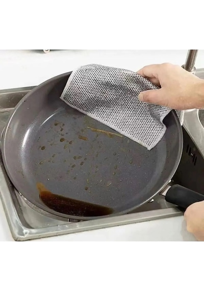 2 Adet Tel Bulaşık Bezi Çizmez Bulaşık Teli Çelik Bez 20x20 Çift Katmanlı Inox Tel Bez Çift Kat Gri