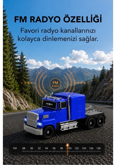 Tır Tasarımlı Bluetooth Hoparlör 15w Rgb Işıklı Fm Radyo Usb Tf Kart Çoklu Bağlantı Vintage