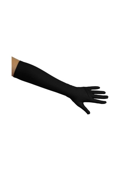 Saten Likrali Bordo Dans & Opera Eldiveni - 40 Cm Siyah