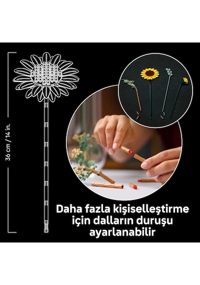 LEGO® Botanicals Ayçiçeği Buketi 11502 - Yetişkinler için 6 Ayçiçeği İçeren Dekoratif Model Yapım Seti (686 Parça)
