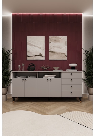 Asra Trend Lüks Konsol Tv Ünitesi %100 Mdf Salon Ve Yemek Odası Ünitesi Knsl06 Kül Gri