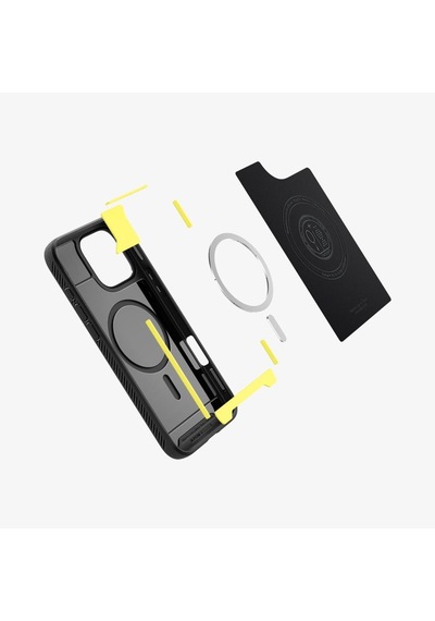 Spigen İphone 16 Pro Max İle Uyumlu Kılıf Rugged Armor Magfit Magsafe Özellikli Matte Black Siyah