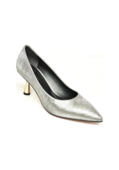 Fox Shoes U676034014 Platin Sim Alçak Topuklu Kadın Ayakkabı Platin