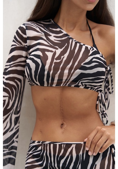 Mai Collection Mai Studios Co. Efthimos Tek Omuz Siyah Crop Etek Takım Siyah