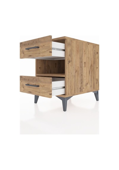 Kronos Komodin Tek Raflı 2 Çekmeceli 44x59x64 Çam-çam Atlas Çam
