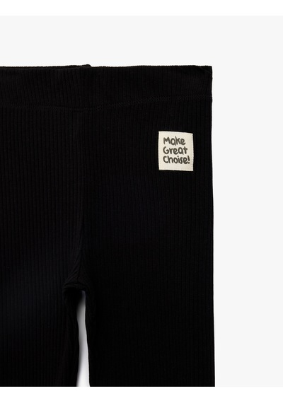 Koton Beli Lastikli Ribanalı Pamuklu Tayt Siyah 6skg40084ak Siyah