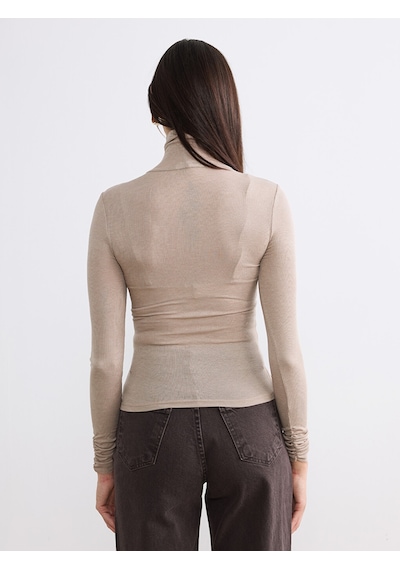 Lcw Vision Bej Dik Yaka Kadın Body