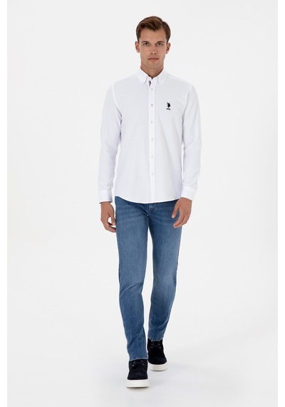 U.s. Polo Assn. Erkek Beyaz Gömlek Desenli 50317249-vr013 Beyaz