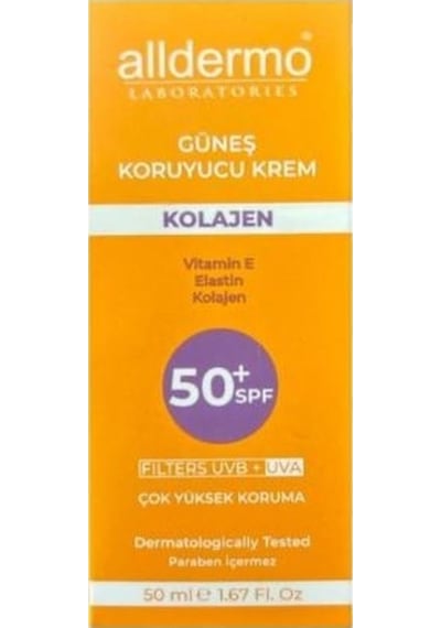 Alldermo Kolojen İçerikli Koruyucu Güneş Kremi SPF50+ 50 ML