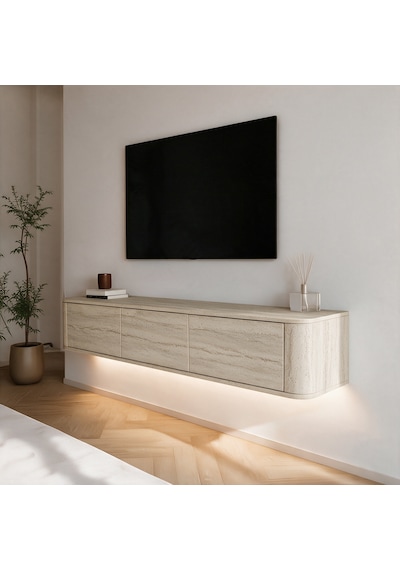 İnarch Dizayn Yoyo Led Işıklı Duvara Monte Tv Sehpası - 3 Kapaklı Modern Tv Konsolu Traverten İnarch Dizayn Yoyo Led Işıklı Duvara Monte Tv Sehpası - 3 Kapaklı Modern Tv Konsolu Traverten