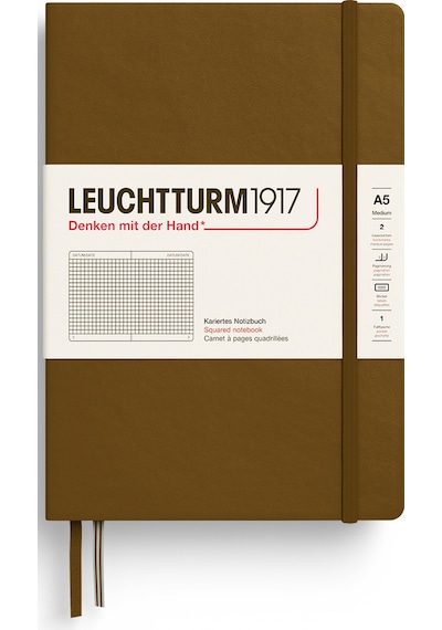 Leuchtturm1917 Not Defteri Orta Boy A5 , Sert Kapak, 251 Numaralandırılmış Sayfa, Kareli, Baharat Kahvesi Kahverengi Leuchtturm1917 Not Defteri Orta Boy A5 , Sert Kapak, 251 Numaralandırılmış Sayfa, Kareli, Baharat Kahvesi Kahverengi