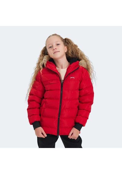 Slazenger CALISTO Çocuk Kapüşonlu Şişme Kırmızı Mont & Kaban