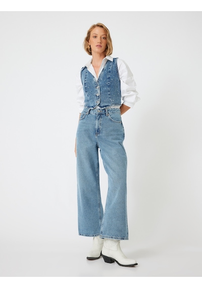 Koton Crop Bol Paça Kot Pantolon Normal Bel Slim Fit Düğmeli - Wide Leg Crop Jean Açık İndigo 5wal40111md Koton Crop Bol Paça Kot Pantolon Normal Bel Slim Fit Düğmeli - Wide Leg Crop Jean Açık İndigo 5wal40111md