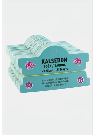 Kalsedon - 32 - & Boğa Burç Bileklik Kartı - Nazblsmm - Açık Mavi