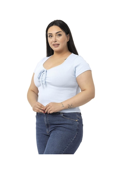 Disentis Büyük Beden Yarım Kollu Göğüste Bağcık Detaylı Kaşkorse Bebe Mavi Body-bebe Mavi Bebek Mavisi