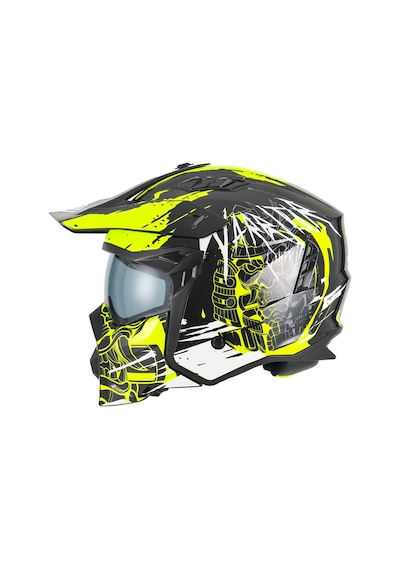 X1-x Seul Çene Çıkarılır Matt Warrior Black Yellow White Modüler Motosiklet Kask Çok Renkli