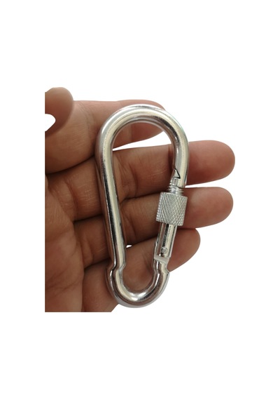 Galvanizli Vidalı Kilitli Karabina, 7 Mm, Askı, Çengel, Kanca, Anahtarlık