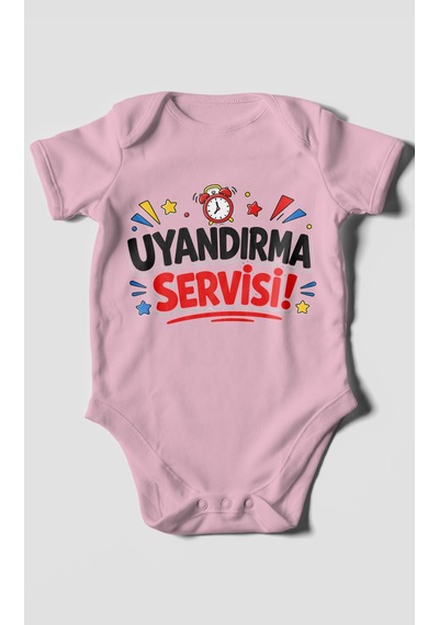 Morivokids Uyandırma Servisi Kısa Kollu Bebek Body %100 Pamuk Koyu Pembe