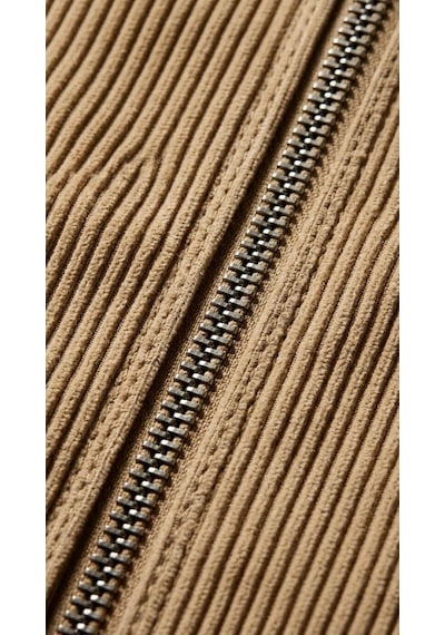 Plus Scorpion Slim Fit Fitilli Dokulu Erkek Fermuarlı Mont Ceket Günlük Şık Kombin Bej