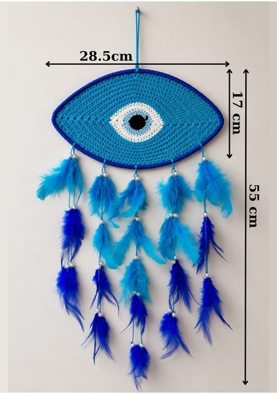 Motifli Düş Kapanı Rüya Kapanı Dream Catcher Mavi Tüylü Bohem Duvar Süsü Bohem El Yapımı Düş Kapanı Handmade