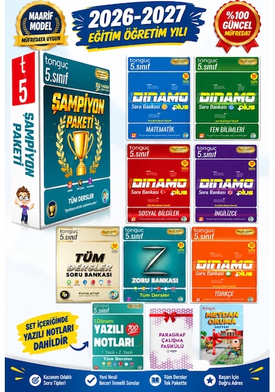 Tonguç Yayınları 5. Sınıf Şampiyon Set + 1. Dönem Yazılı Notları 2027