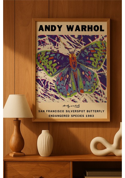 Andy Warhol Doğal Ahşap Çerçeveli Poster, Dekoratif Sanatsal Duvar Tablosu