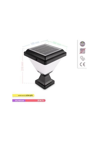 Ack Solar Led Bahçe Armatürü 3000K  Set Üstü Ve Kazıklı