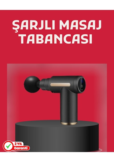 Derin Doku Masaj Tabancası 4 Başlık 6 Kademeli Sessiz Güç Şarjlı Kas Gevşetici Açık Bej