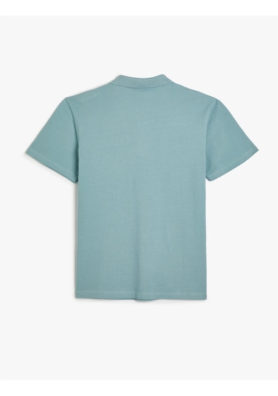 Koton 4sam10113mk 640 Mavi Erkek Pamuk Jersey Kısa Kollu Polo Yaka Basic T-shirt Mavi