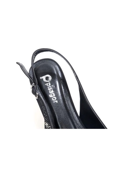 Pisagor Ps-32370 Kadın 4 Cm Arkası Açık Taşlı Abiye Stiletto Ayakkabı siyah