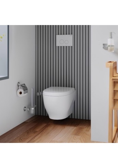 Kanalsız Asma Klozet İle Minimalist Banyo Tasarımı Açık Bej