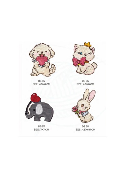Ütü İle Yapışan Arma-patch-yama Fil-kalpli Fil-kedi-tavşan-köpek 4'lü Set - 837268365