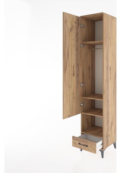 Hyperion Dolap 4 Raflı Tek Çekmeceli Tek Askılı 44x44x221 Çam-çam Atlas Çam